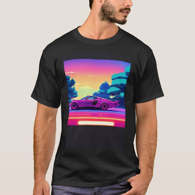 Camiseta Synthwave car outrun retrowave futuresynth sci fi  (Anverso)
