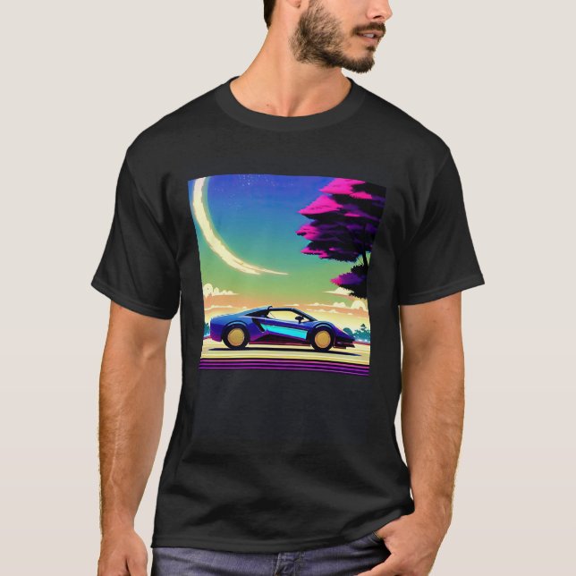 Camiseta Synthwave car outrun retrowave futuresynth sci fi  (Anverso)