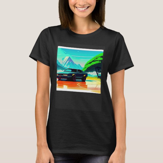 Camiseta Synthwave car outrun retrowave futuresynth sci fi (Anverso)