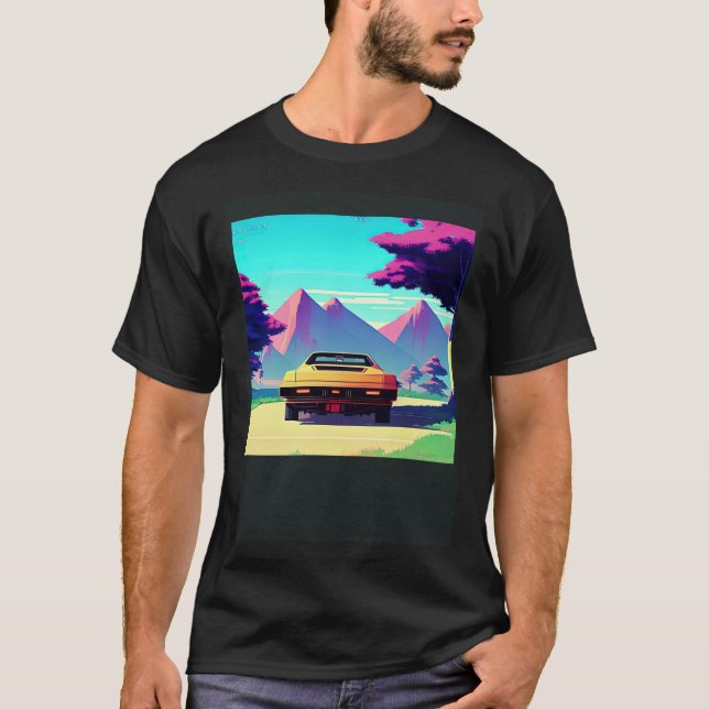 Camiseta Synthwave car outrun retrowave futuresynth sci fi  (Anverso)
