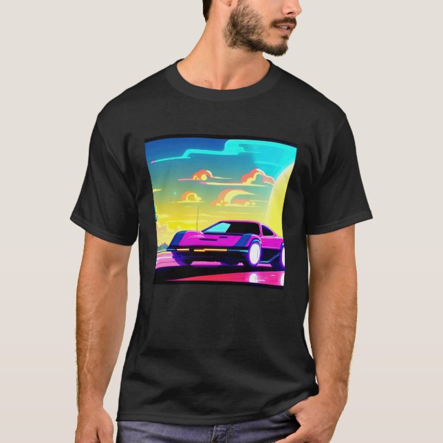 Camiseta Synthwave car outrun retrowave futuresynth sci fi  (Anverso)
