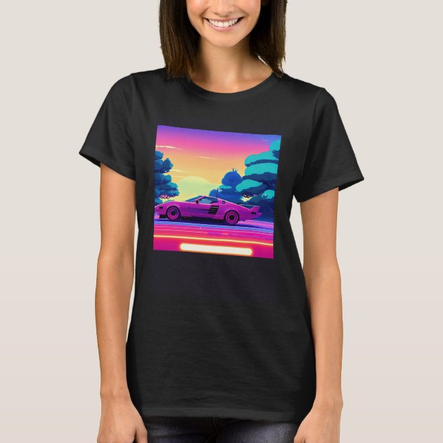 Camiseta Synthwave car outrun retrowave futuresynth sci fi  (Anverso)