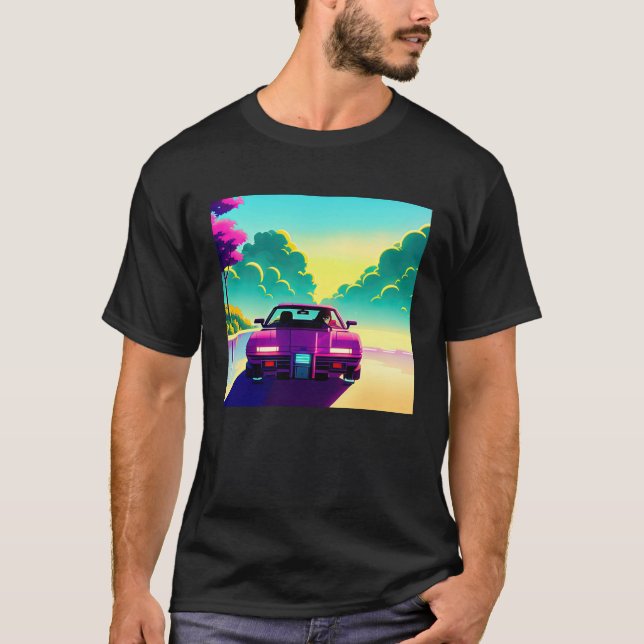 Camiseta Synthwave car outrun retrowave futuresynth sci fi  (Anverso)