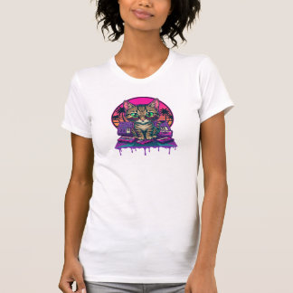 Camiseta Synthwave DJ Cat