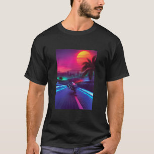 Camiseta Synthwave Midnight Outrun Impression Artistique T-