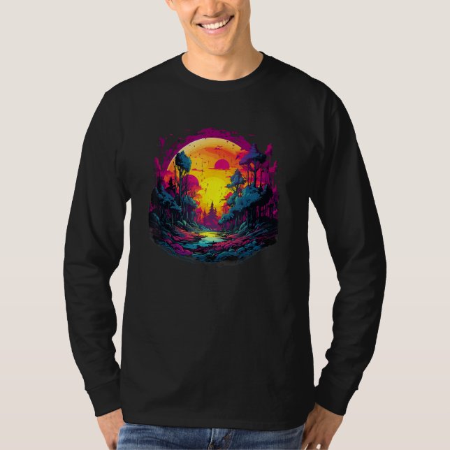 Camiseta Synthwave Music Festival Forest (Anverso)