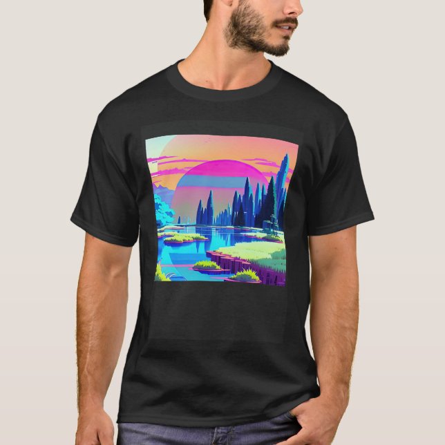 Camiseta Synthwave outrun retrowave futuresynth ciencia fic (Anverso)