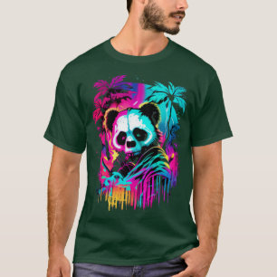 Camiseta Synthwave Panda Rare Panda Gráfico Cyberpunk Art
