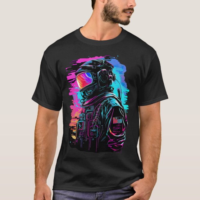 Camiseta Synthwave Retrowave Astronaut Retro Graphic (Anverso)
