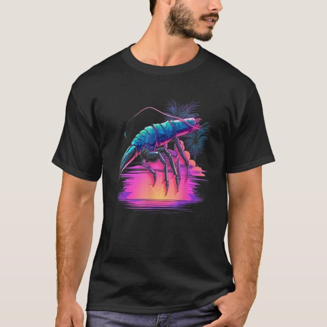 Camiseta Synthwave Shrimp  Vaporwave Crawfish  Retro 90s Cr (Anverso)