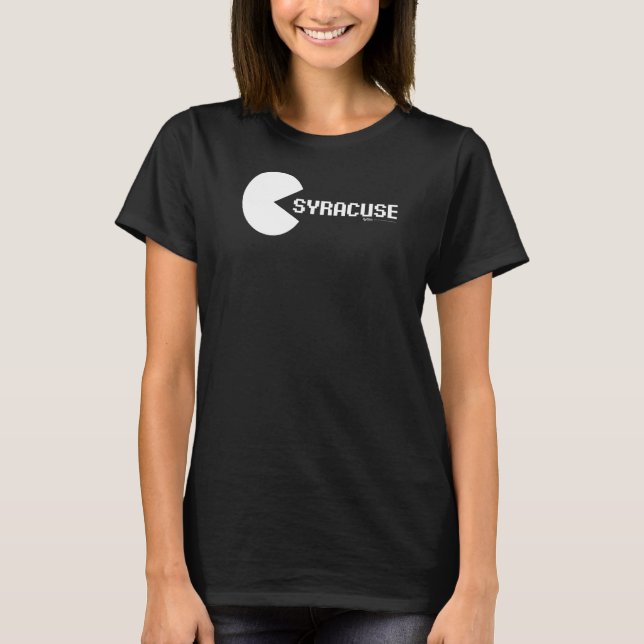 Camiseta Syracuse Ciudad Gamer de 8 bits (Anverso)