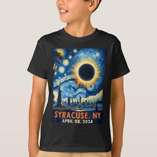 Camiseta Syracuse New York Eclipse Solar Total 2024 Starry (Anverso)