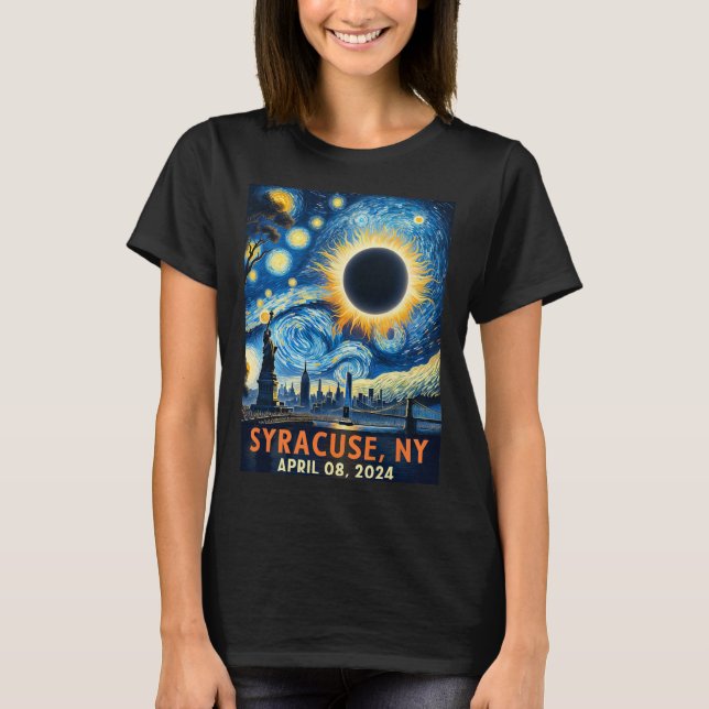 Camiseta Syracuse New York Eclipse Solar Total 2024 Starry (Anverso)