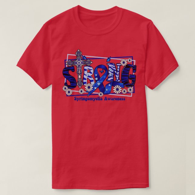 Camiseta Syringomyelia Awareness cross ribbon Fuerte hope l (Diseño del anverso)