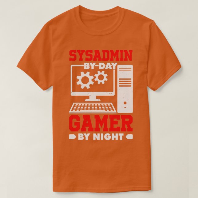 Camiseta Sysadmin De Día A Noche (Diseño del anverso)
