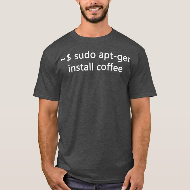 Camiseta Sysadmin Sudo AptGet Instalar Café Linu (Anverso)