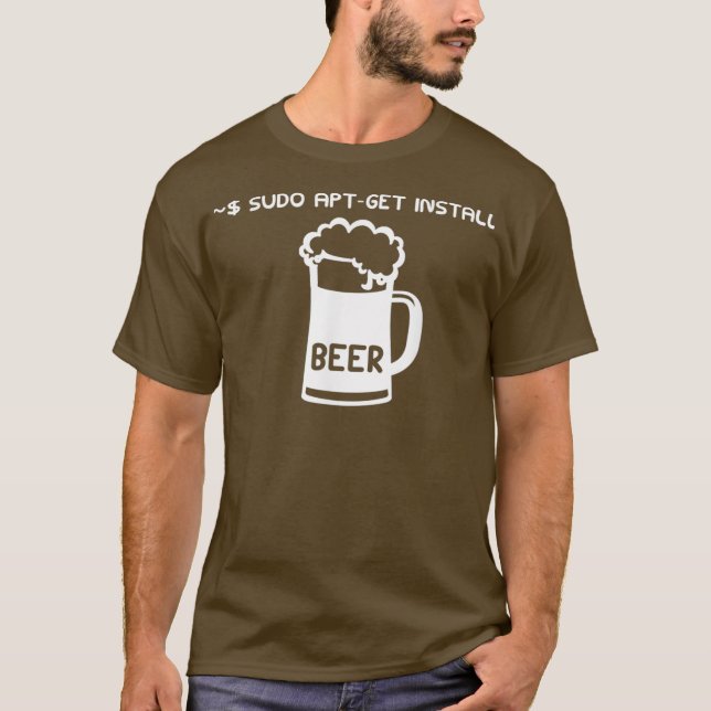 Camiseta Sysadmin Uni Sudo AptGet Instalar Beer Linu (Anverso)
