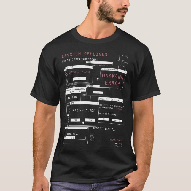 Camiseta System Offline - Diseño Techno-Brutalist (Anverso)