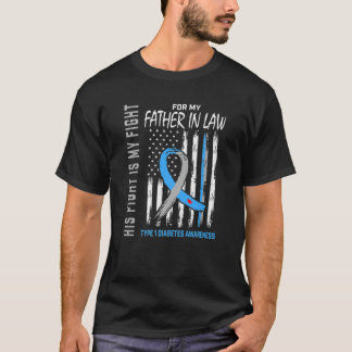 Camiseta T1D Awareness Father In Law Type One Diabetes Flag