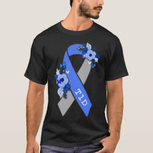 Camiseta T1D Diabetes Awareness Mes Floral Blue Gray Ribb