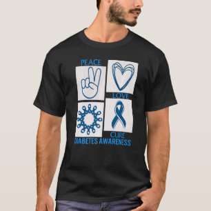 Camiseta T1d Diabetes Mes de Conciencia Paz Cura de amor Az