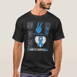 Camiseta T1d Diabetes Mes de Conciencia Paz Cura de amor Az