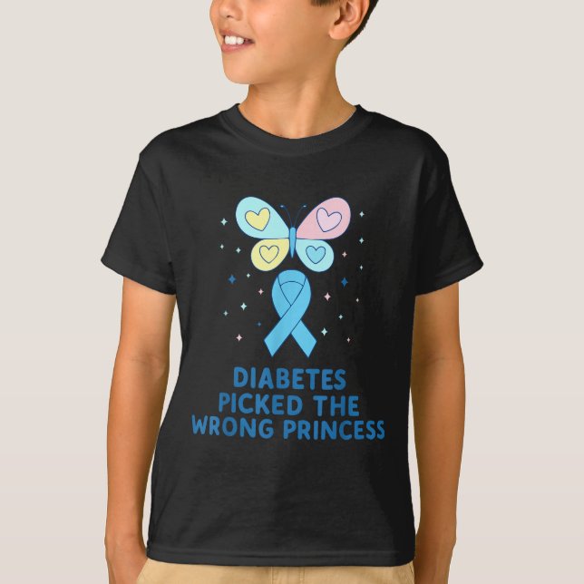 Camiseta T1d Diabetes Warrior Butterfly Princess Diabetes A (Anverso)