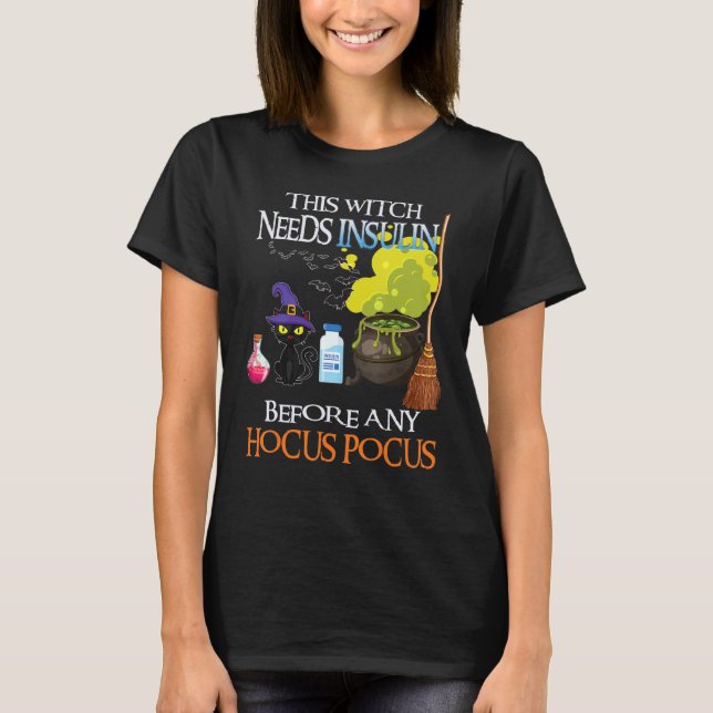 Camiseta T1d Esta Bruja Necesita Insulina (Anverso)