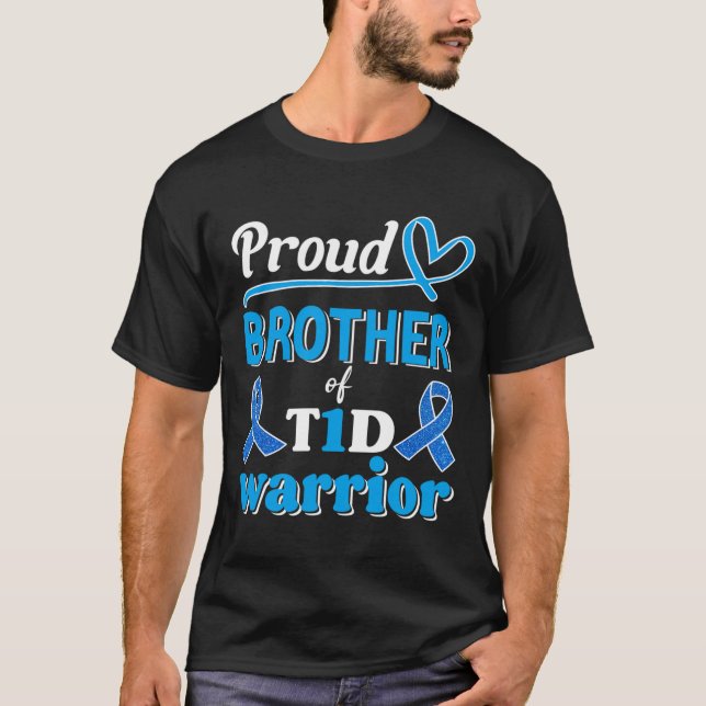 Camiseta T1d Hermano Orgulloso Diabetes Conciencia Cinta Az (Anverso)