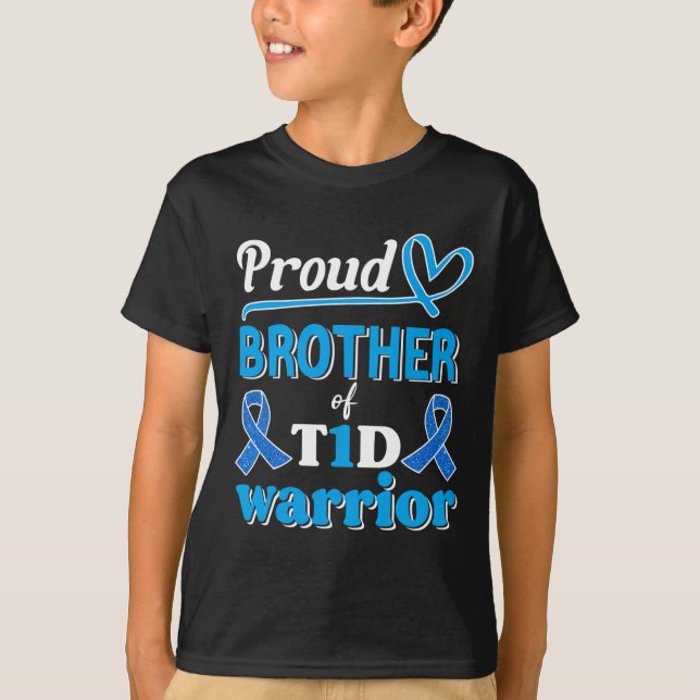 Camiseta T1d Hermano Orgulloso Diabetes Conciencia Cinta Az (Anverso)