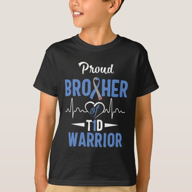 Camiseta T1D Hermano Orgulloso Diabetes Conciencia Tipo 1 I (Anverso)