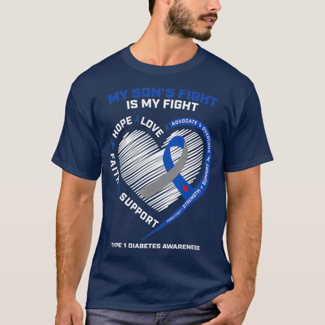 Camiseta T1D Mamá papá Padres Mis Hijos Pelean Tipo 1 (Anverso)