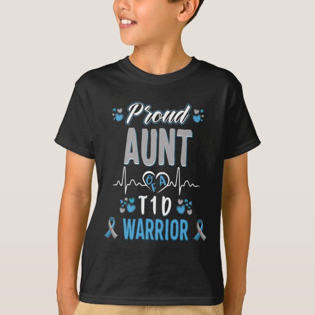 Camiseta T1D orgullosa Tía Diabetes Consciente del páncreas (Anverso)