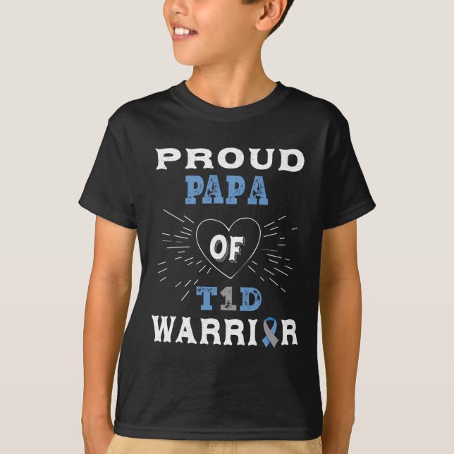 Camiseta T1D Orgulloso Papa Diabetes Conciencia Tipo 1 Insu (Anverso)