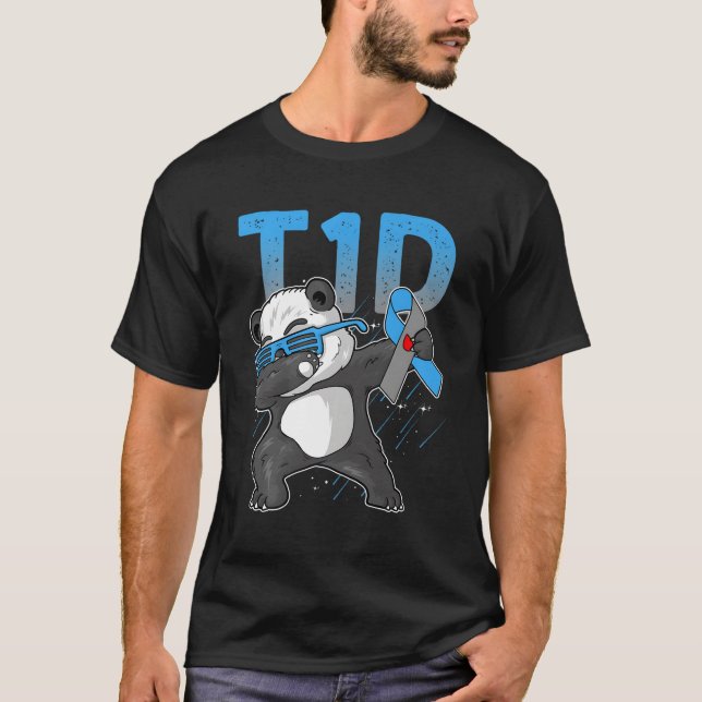 Camiseta T1D Panda diabético Oso Dab Tipo 1 Diabetes (Anverso)
