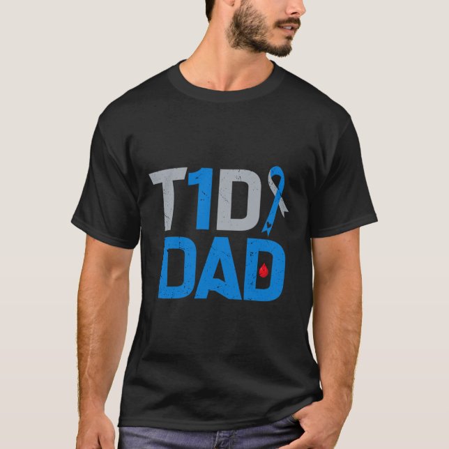 Camiseta T1d Papá Diabetes Apoyo a la toma de conciencia So (Anverso)