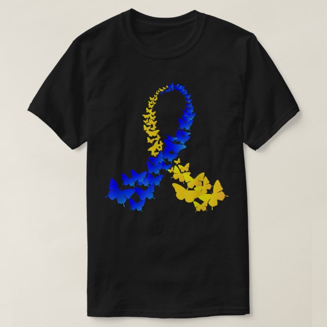 Camiseta T21 Butterfly World Down Syndrome Day  Women Kids  (Diseño del anverso)