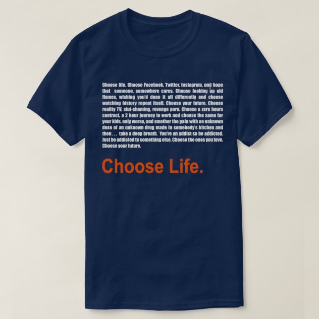 Camiseta T2 Trainspotting 2 Choose Life (Diseño del anverso)