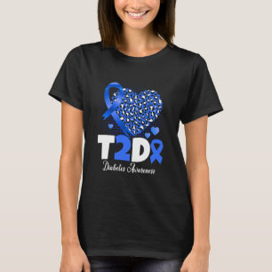 Camiseta T2D Diabetic Dad Mom Heart-2 Diabetes Awarene