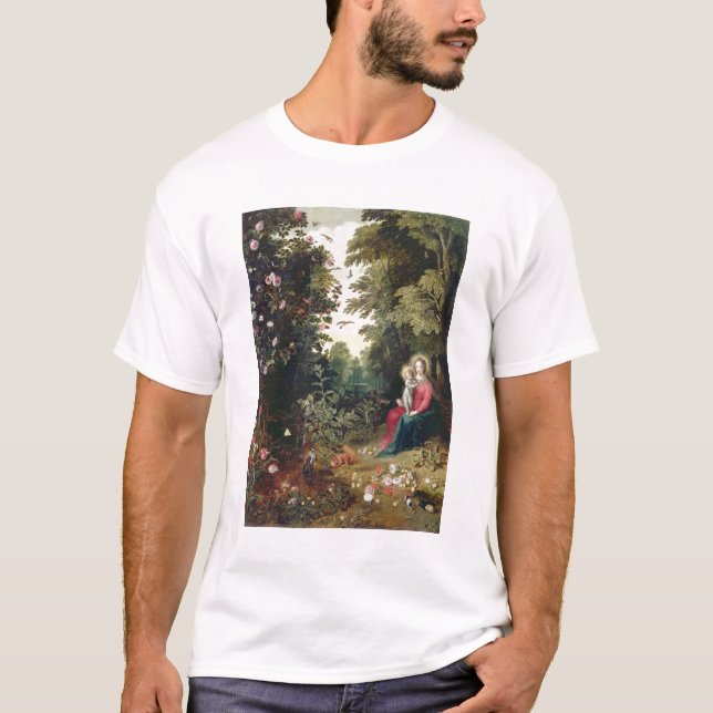 Camiseta T32789 Madonna y el niño en un paisaje (el panel (Anverso)