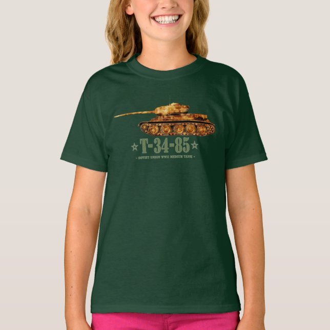 Camiseta T-34-85 Segunda Guerra Mundial Dos tanques soviéti (Anverso)