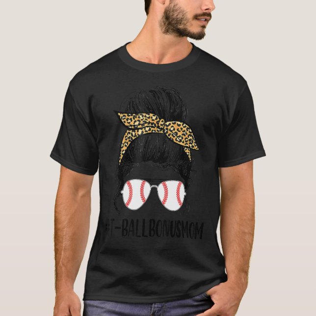 Camiseta T Ball Bonus Mama Life Messy Bun Leopard Print Sof (Anverso)