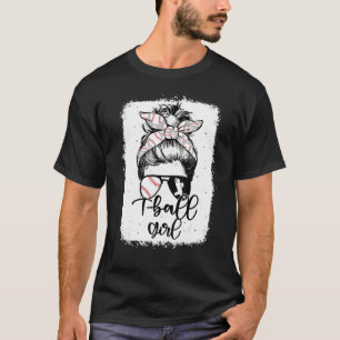 Camiseta T Ball Chica Vintage Leopard Messy Bun Bleached