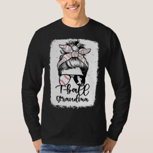 Camiseta T ball Grandma Vintage Leopard Messy Bun Bleached