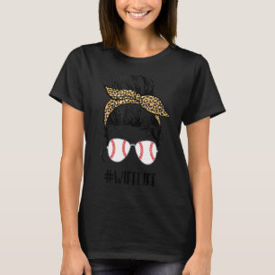 Camiseta T Ball Wife Life Messy Bun Leopard Teeball Wife So