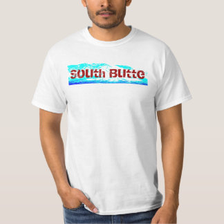 Camiseta T blanco, rojo, y azul de la mota del sur