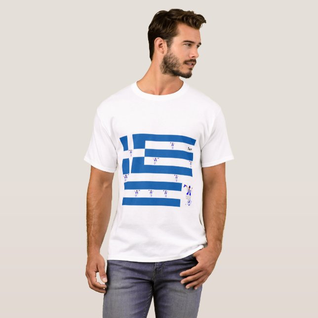 Camiseta T- Camisetas/Bandera griega con Evzones (Anverso completo)