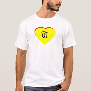 Camiseta "T" Corazón Amarillo Boda Roja Invitación al MUSEO