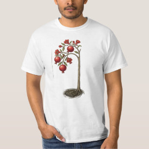 Camiseta T de acuarela botánica de árbol de granad