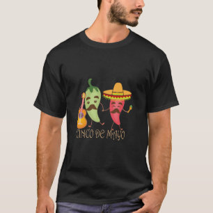 Camiseta T de pimienta verde de chile rojo-